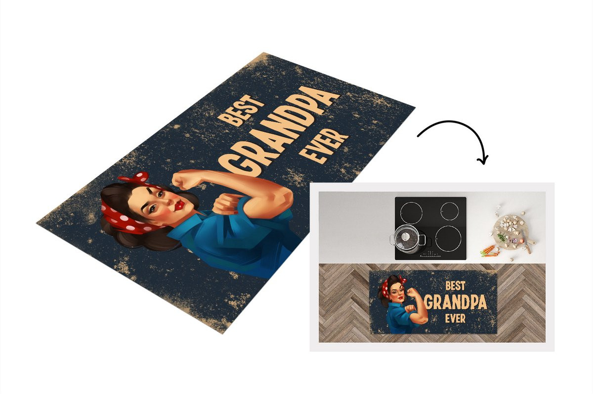 KitchenYeah Keukenloper Best Grandpa Ever Quote - Vinyl - 120 x 60 cm