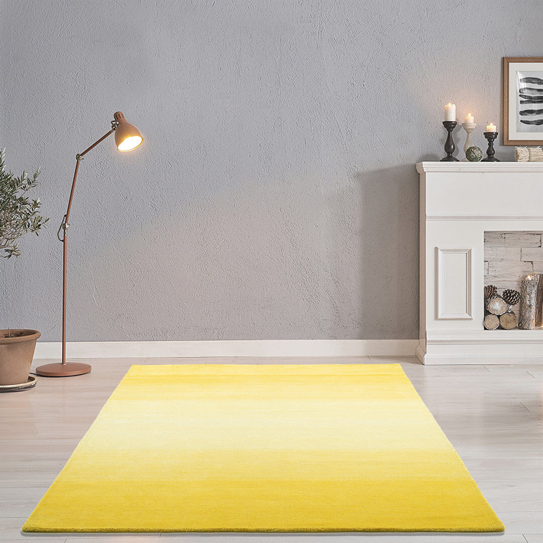 Theko Hand-Loomed Wool Yellow Rug Yellow Rectangle 90 x 160cm