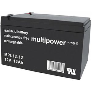 Multipower AGM-Batterie MPL12-12, 12 V, 12 Ah, Faston 6,3 mm Anschluss