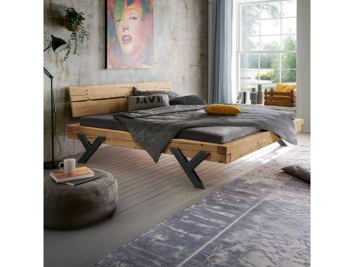 HOMELIV. Balkenbett Cuamba Komfort Fichte Massivholz