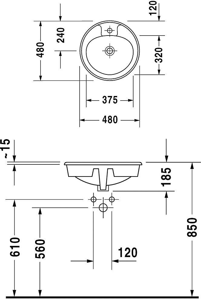 Duravit Design Classics Einbauwaschtisch Universal Manua 48 cm