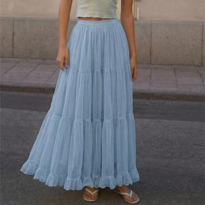 LightInthebox Women's Chiffon Skirt Elegant Maxi High Waist Skirts Black Yellow Sky Blue Dark Gray Summer