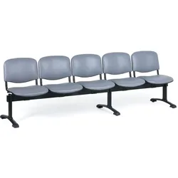 Kunstleder Wartezimmerbank, Traversenbank VIVA, 5-sitzer, grau
