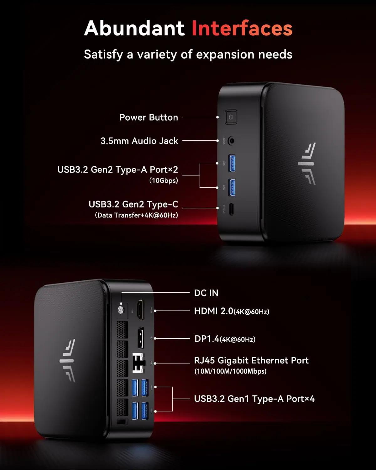 Mini-PC - E3B - AMD Ryzen 7 7735HS - 24 GB LPDDR5-RAM - 512 GB NVMe-SSD - WiFi 6 - Windows 11 Pro - Integrierte Radeon-Grafik