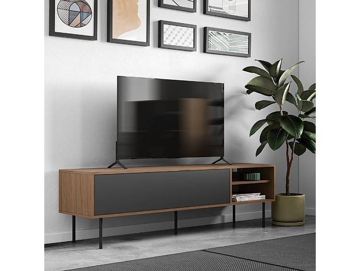 TV-Lowboard Ampère Spanplatte, beschichtet Braun/Nussbaum/Schwarz 165 x 48 x 40cm