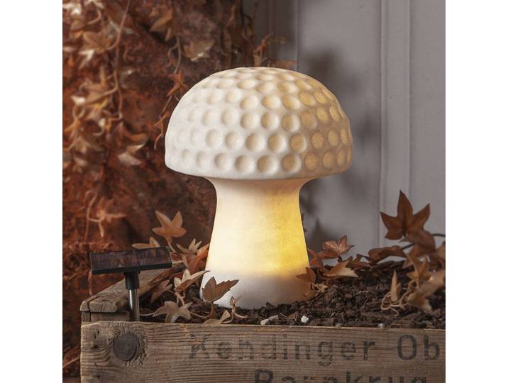 STAR TRADING LED-Solarleuchte Sandy, 24 cm, weiß, Kunststoff, Pilzform Sandy, weiß / opal, Kunststoff, Modern, Solarleuchte