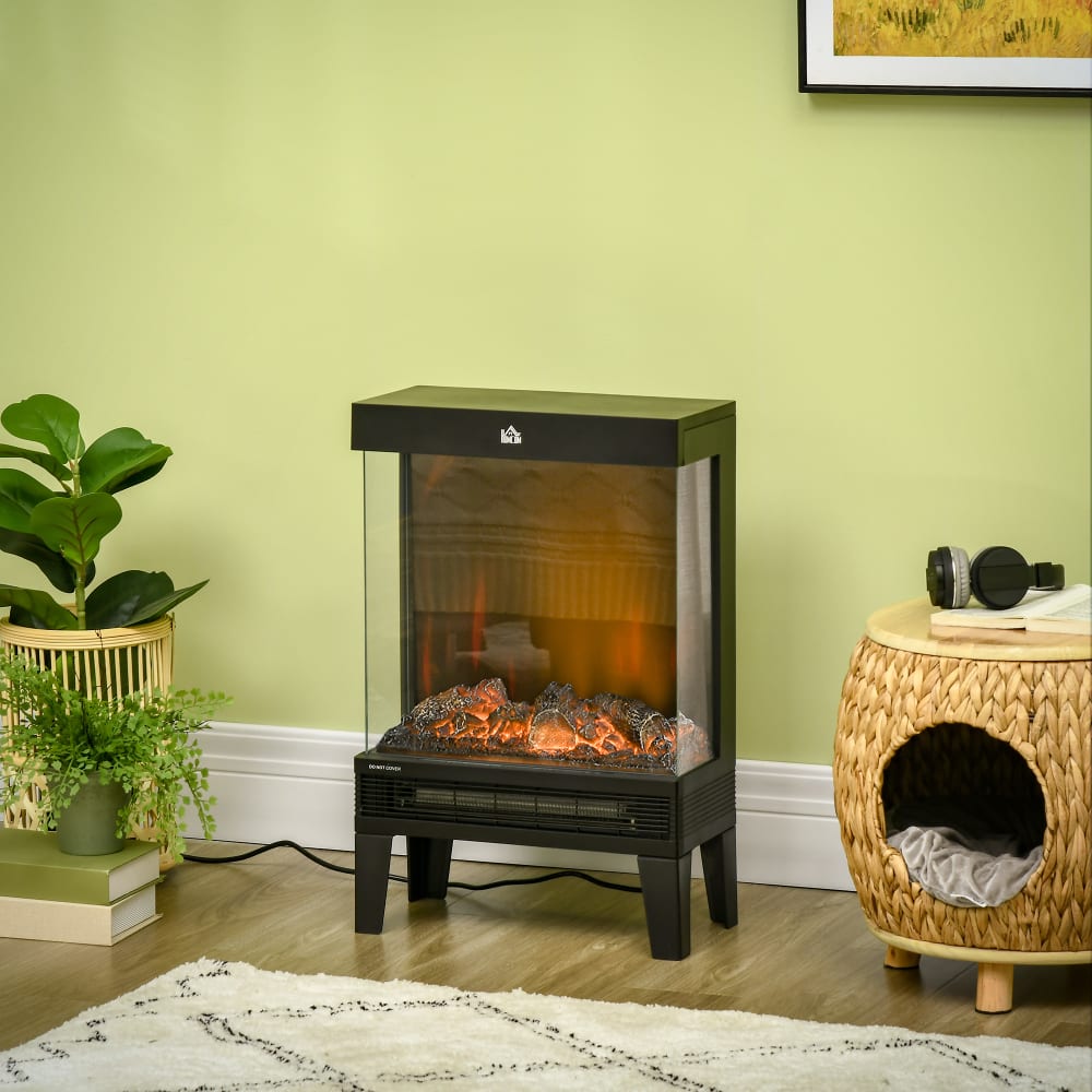 Homcom Chimenea eléctrica vertical 40.5x20x62 cm negro