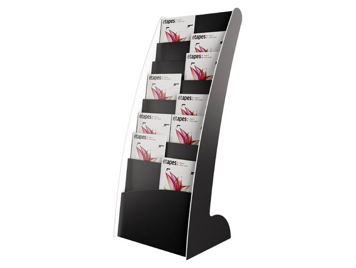 Paperflow Présentoir de sol Courbo monobloc 8 cases - Noir
