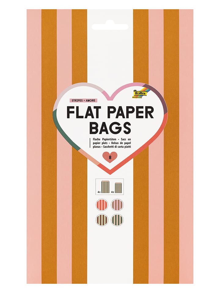 folia PAPER Papiertüten "Stripes Amore" - 8 Stück - ab 6 Jahren - onesize