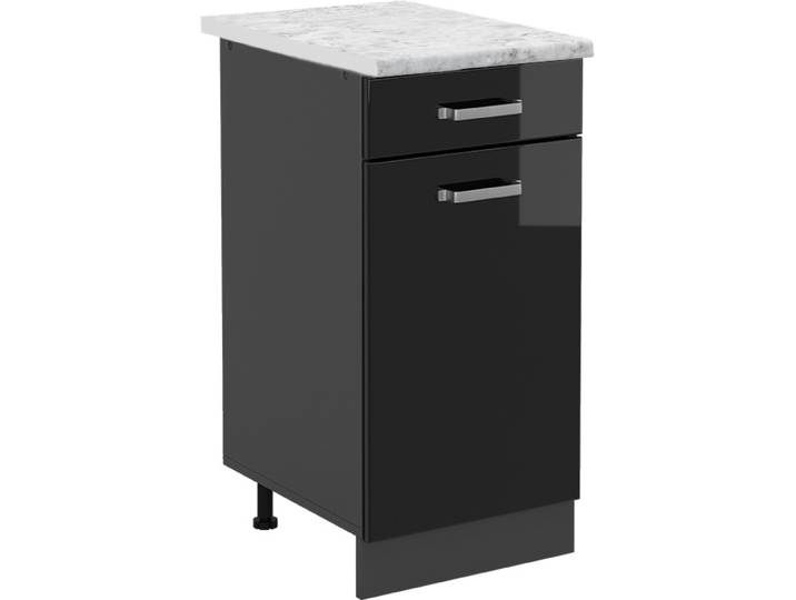 Meuble cuisine Vicco R-Line Noir Haute brillance 40cm PT Marbre\, Model 46011