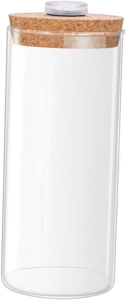 Decoratieve glazen terrariumfles met led-licht, transparant, H 18 cm x B 8 cm