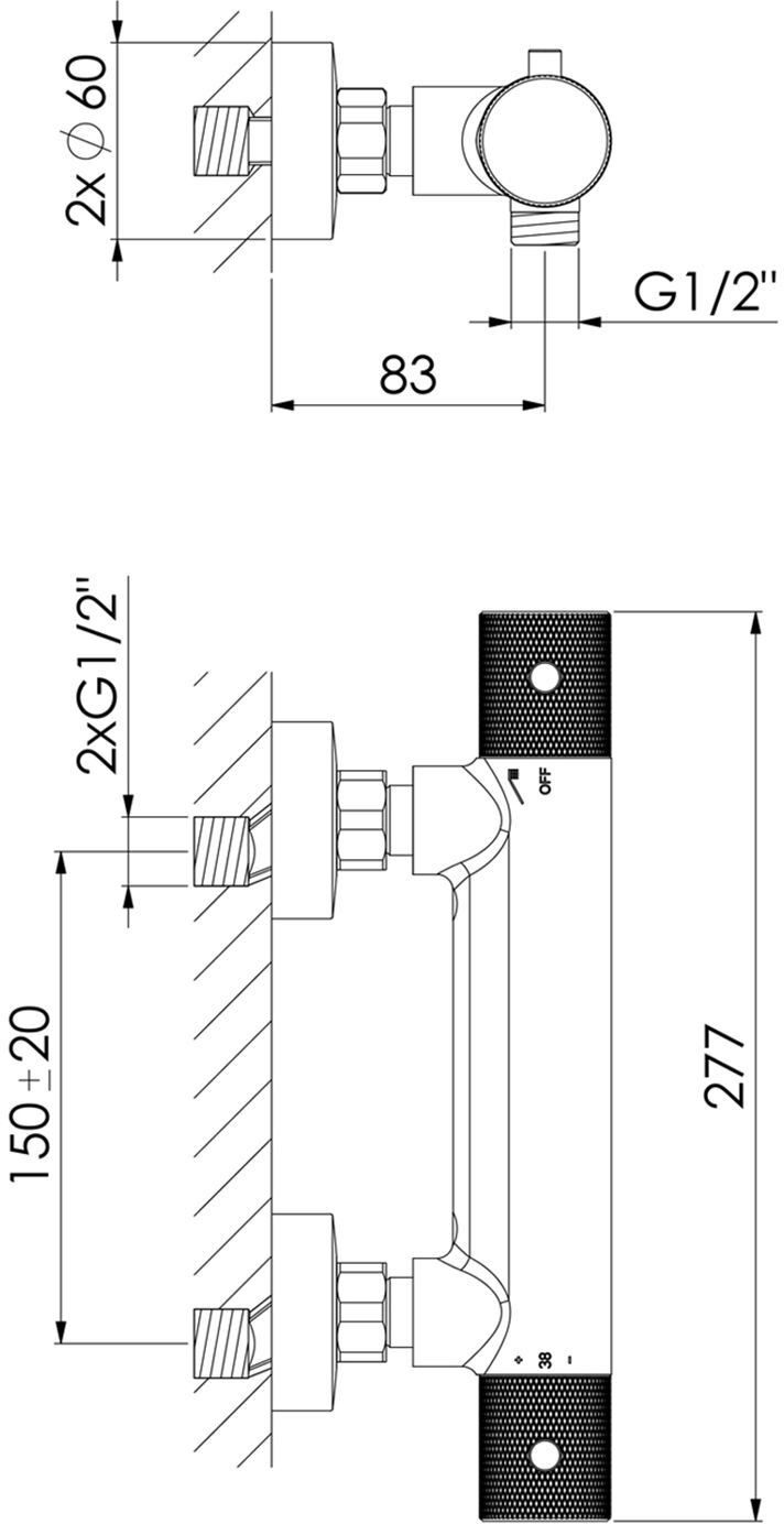 Steinberg Serie 171 Brause-Aufputzthermostat