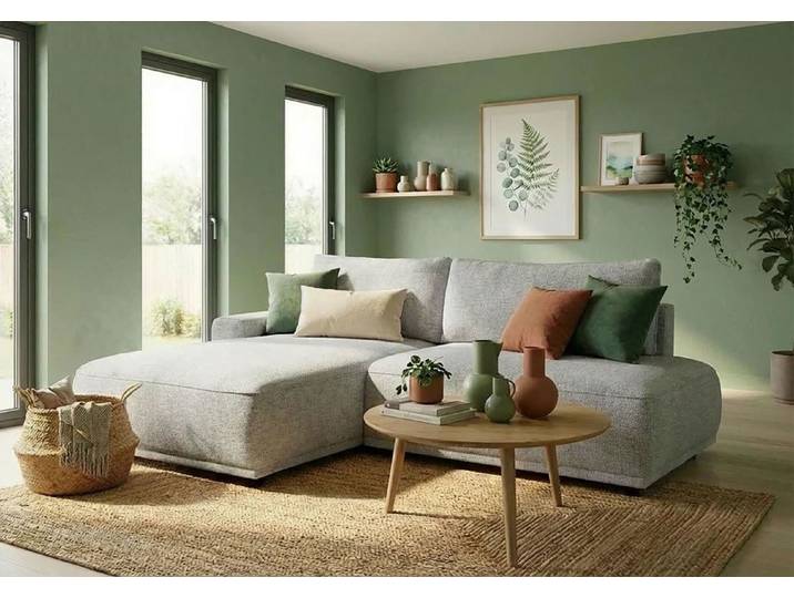 Ecksofa, 100% Polyester, Braun Schlamm, 250×167 cm, Schlafsofa mit Bettkasten, Modern, Fordon II