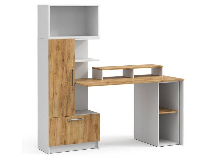 Bureau Vicco Tomy Blanc/Chêne de force doré 150x59cm Lot de 4\, Model 59193