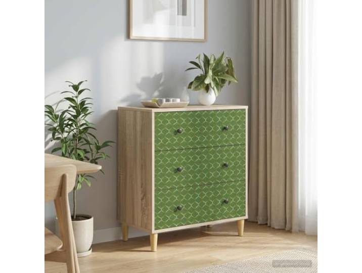 Kommode GELEEN Smaragd Geometrisches Muster 66 x 36,5 x 75 cm Holzwerkstoff Erhöhte Füße, Luftzirkulation, verstärkte Struktur, vielseitig nutzbar, Schlafzimmer, Wohnzimmer, Diele, Ankleidebereich