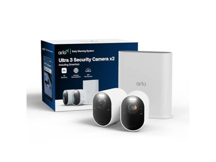 Arlo Ultra 3\, Caméra de Surveillance WiFi\, Vidéo 4K\, 2 Caméras + Smarthub