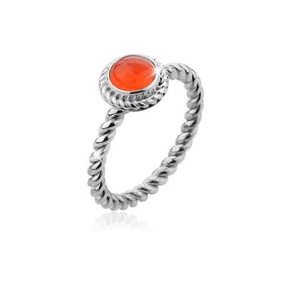 Fingerring NENALINA "Karneol Geburtsstein Juli Trend Edel 925 Silber" Gr. 58, orange, Fingerringe, Damen, 58mm,mit Steinen, Silber 925 (Sterlingsilber), 2mm, Fingerring