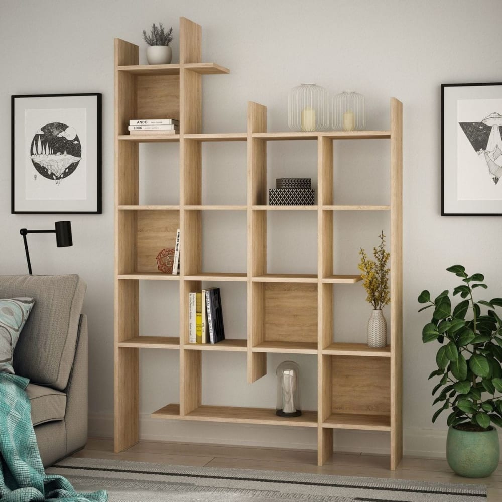 Homifab Etagère déstructurée 6 niveaux effet chêne 122 cm Marron 122x188x26cm