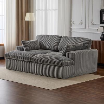Kodotan sofa Double Chaise Lounge Chair Indoor,Oversized Upholstered Sleeper Cloud Couch,Deep Seat Sofa Bed,Corduroy Reading Chair Required