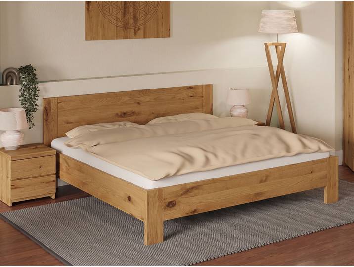 Bett Wildeiche „Bianca“ 200 x 190 cm Massivholz Wildeiche