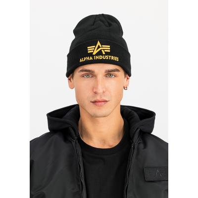 Skimütze ALPHA INDUSTRIES "3D Beanie", Damen, Gr. onesize, gelb (schwarz, gelb gold), Obermaterial: 100% Polyacryl, Mützen