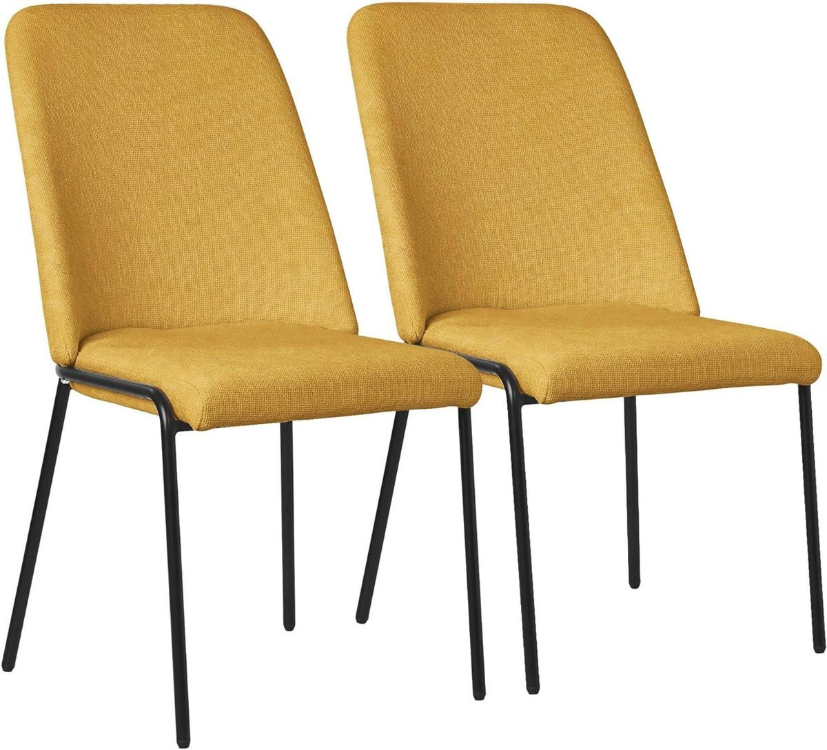 Set van 2 ergonomische eetkamerstoelen in mosterdgeel