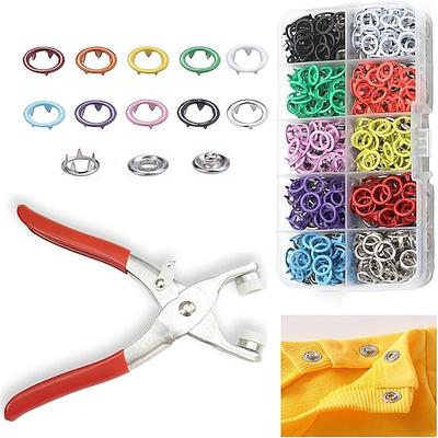 100-teiliges Edelstahl-Druckknopf-Befestigungsset mit Werkzeugsatz Hochleistungszange (9,5 mm) – 10 farbcodierte Druckknöpfe für Kleidung, Jeans, Taschen, Jacken