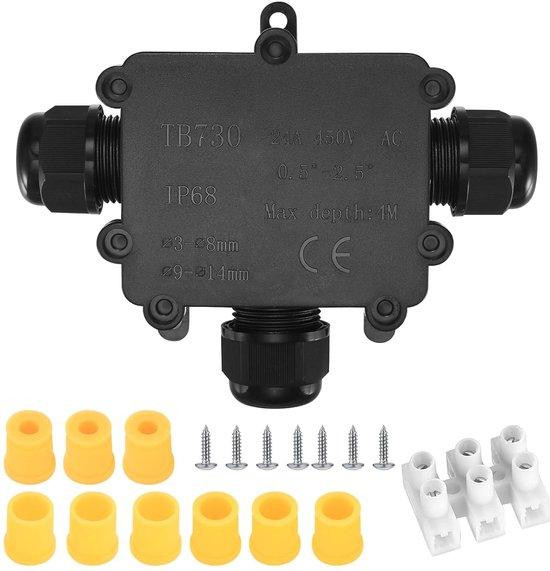 Famanu IP68 waterdichte verbindingsdoos - 3-weg kabelconnector - externe verdeeldoos voor buitengebruik