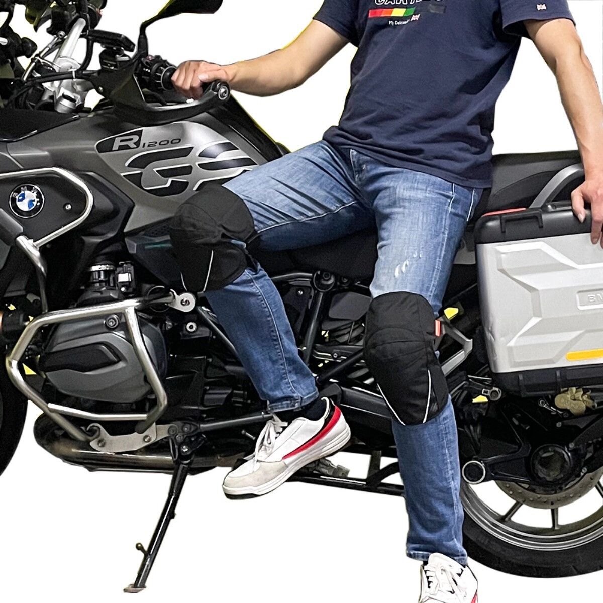 INF Herren Motorrad-Knieschützer Outdoor - Atmungsaktive, stoßdämpfende Polyester-Kniepolster mit reflektierendem M