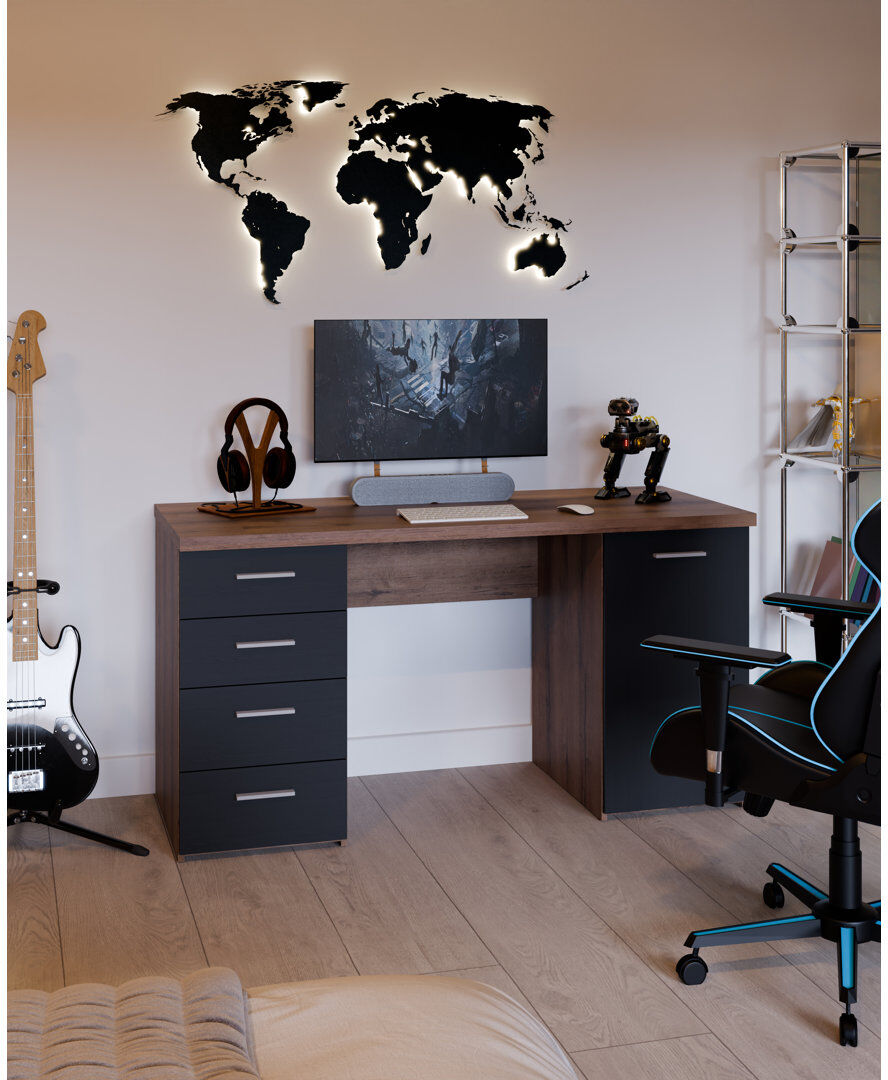 Zipcode Design Canonero Executive Desk Mud Oak 76.3cm H X 145cm W X 60cm D
