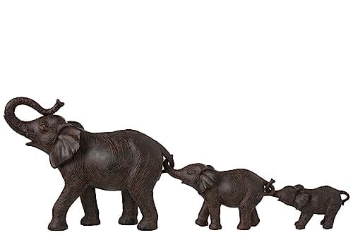 J-Line Olifantenrij 3 decoratief figuur - Bruin - Polyresin