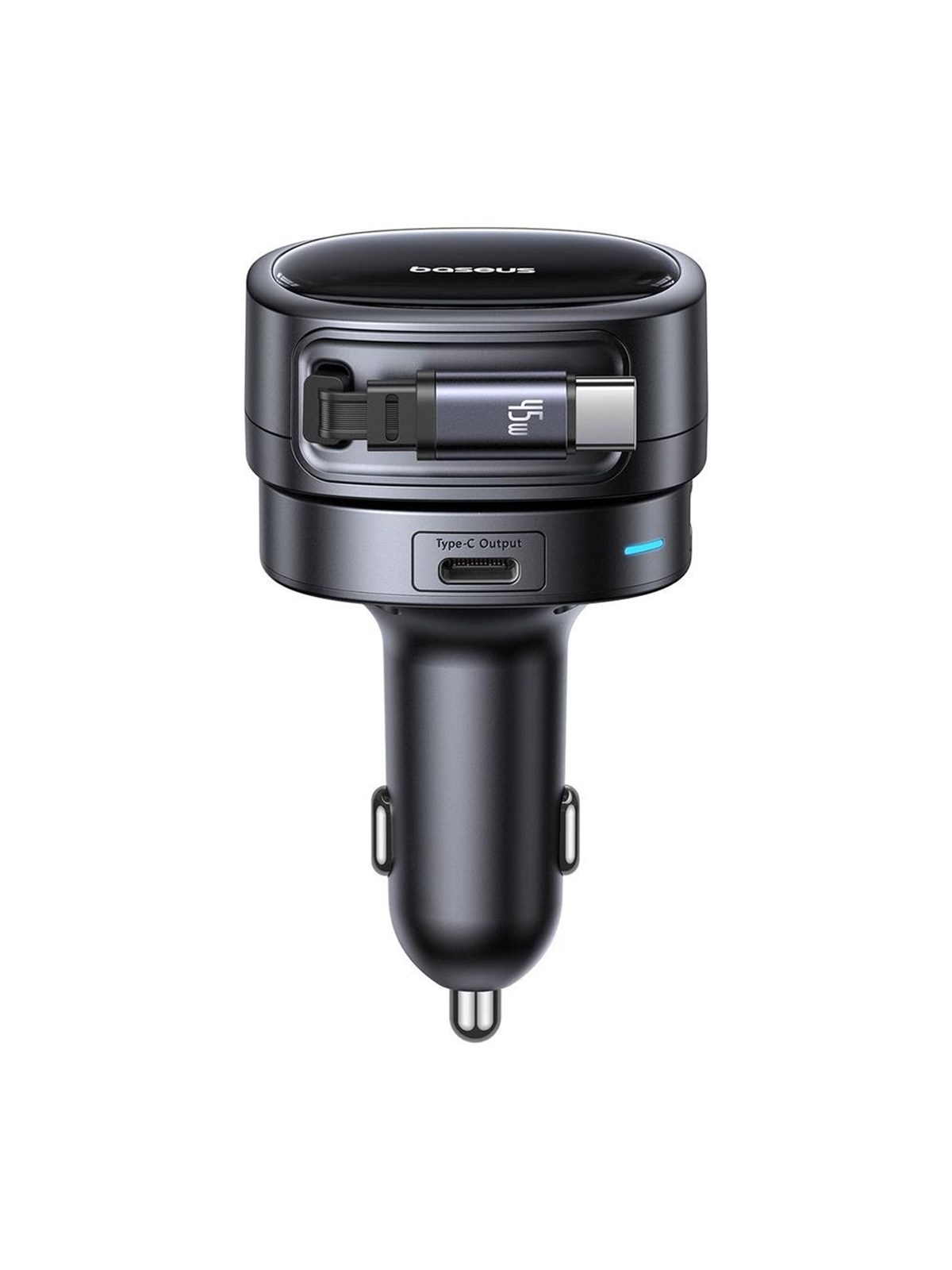 Baseus PrimeTrip VR1 60W USB-A USB-C Car Charger with Retractable USB-C Cable - Black