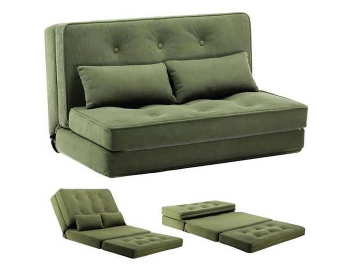 Canapé Convertible 2 Places Chauffeuse avec Coussins Confortable canapé lit Pliant Vert