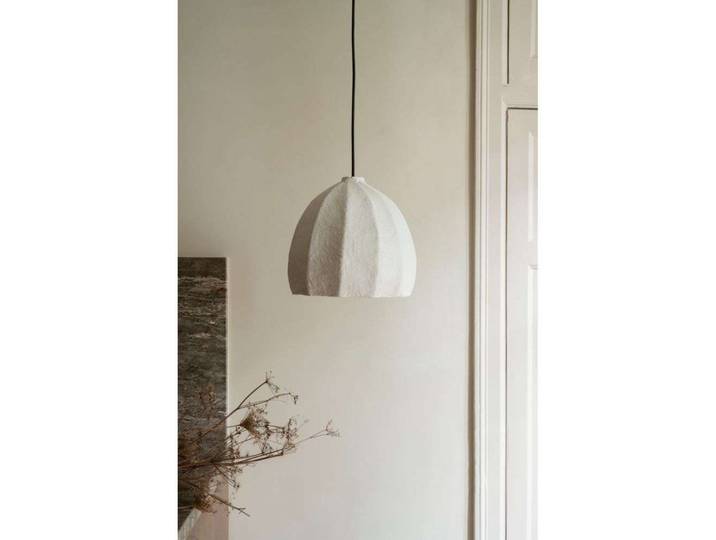 Suspension Tuva blanche en coton moulé, Ø 30 cm - Watt & Veke - Salon / séjour - Scandinave - Tissu / textile - À ampoule unique