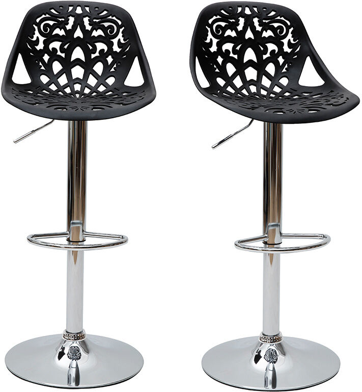 Miliboo Design-Barhocker Barock Schwarz 2er Set BAROCCA.