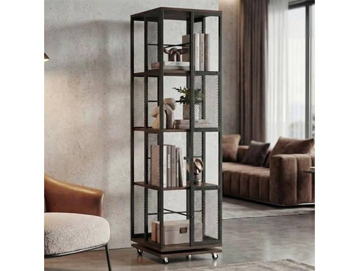 Mendler Bücherregal HWC-P13 147x40x40cm Metall - Dunkelbraun