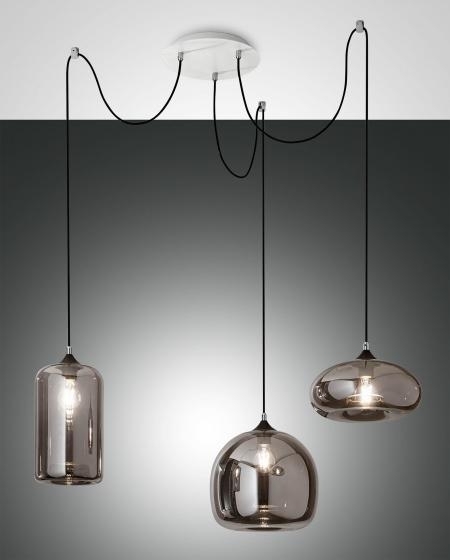 Fabas Luce 3er-Pendelleuchte FIONA grau 3496-47-126 8019282111078