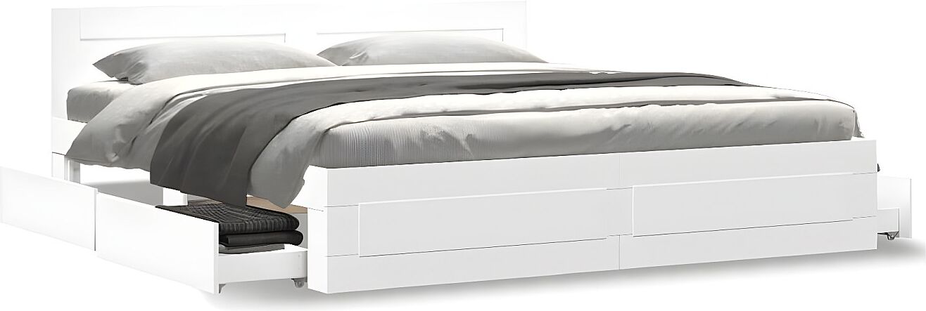 Clicnbuy Estructura cama con cabecero madera ingeniería blanco 180x200cm