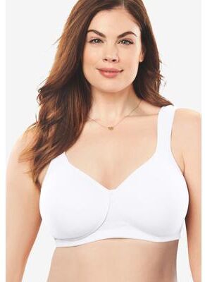 Plus Size Women's Cotton Wireless Lightly Padded T-Shirt Bra by Comfort Choice in White (Size 38 DDD)