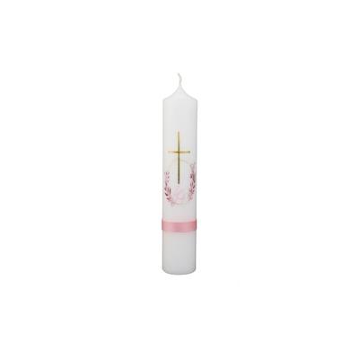 Wiedemann Kerzen Taufkerze Mädchen verziert 265 x 50 mm, mit individueller Namensverzierung