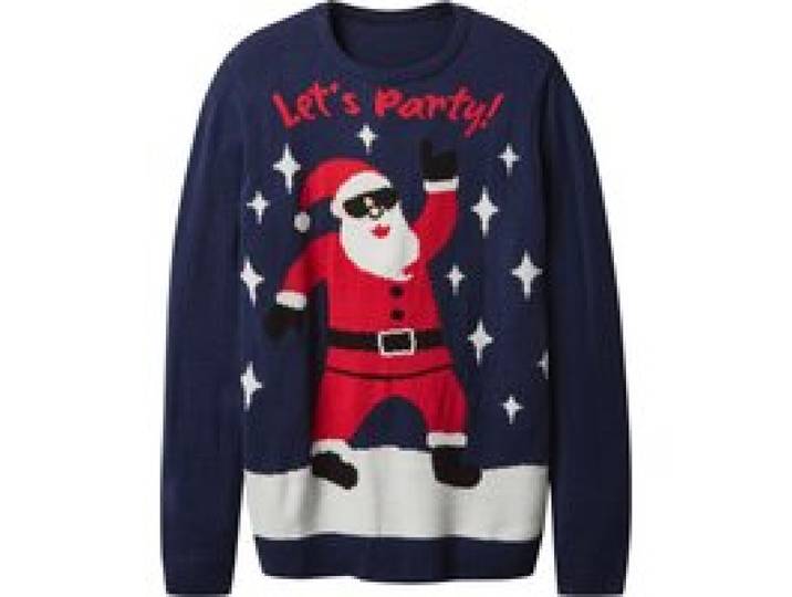 ESMARA MEN Pull-over de Noël premium pour homme avec effet LED et musique / Pull-over de Noël premium avec effet LED. (bleu foncé)
