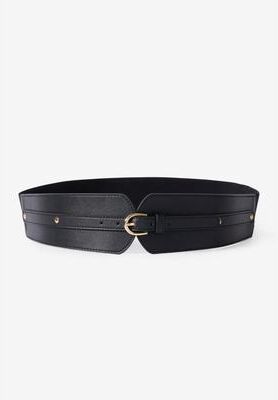 Women's Buckle-Front Waist Belt by Accessories For All in Black (Size L)