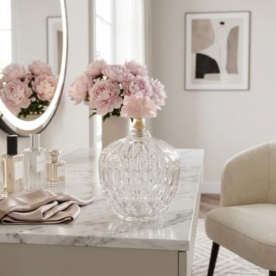 Sagebrook Home Alexander Stone And Glass Bottle, Bud, Clear, Pink Knobs, Stunning Statement in Any Room