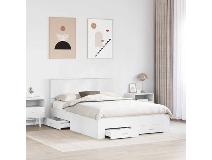 SKTQYQO Bettgestell, weiß, 140 x 200 cm, Holz, mehrschichtig Mit Schubladen, Kopfteil inklusive, Lattenrost, einfach zu montieren