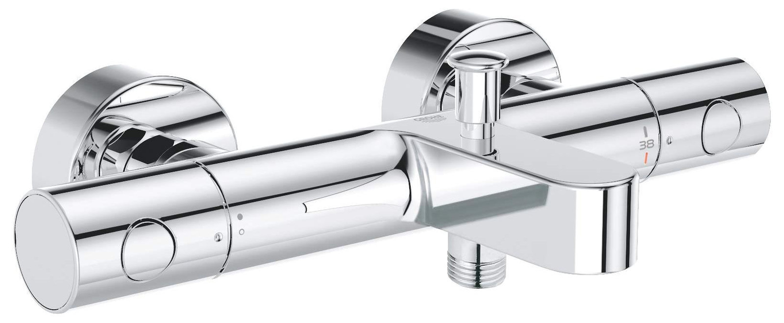 Dripio TurboStat Thermostatische badmengkraan met één hendel, chroom, wandmontage