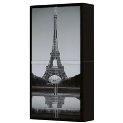 easyOffice Rollladenschrank Motiv Eiffelturm silber, 110x204x41.5 cm