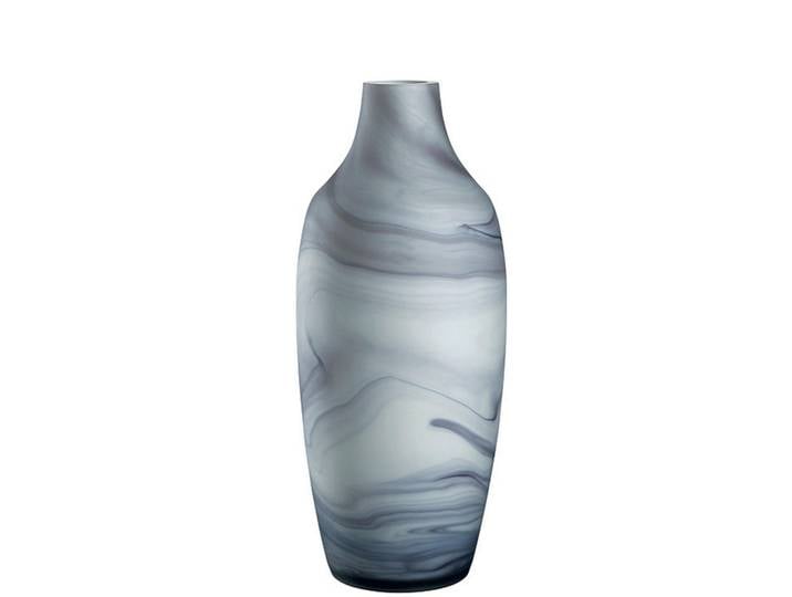 Leonardo Vase, Blau, Grau, Weiss, Glas, 17.00x40.00x17.00 cm, handgemacht, zum Stellen, Dekoration, Vase, Glasvasen