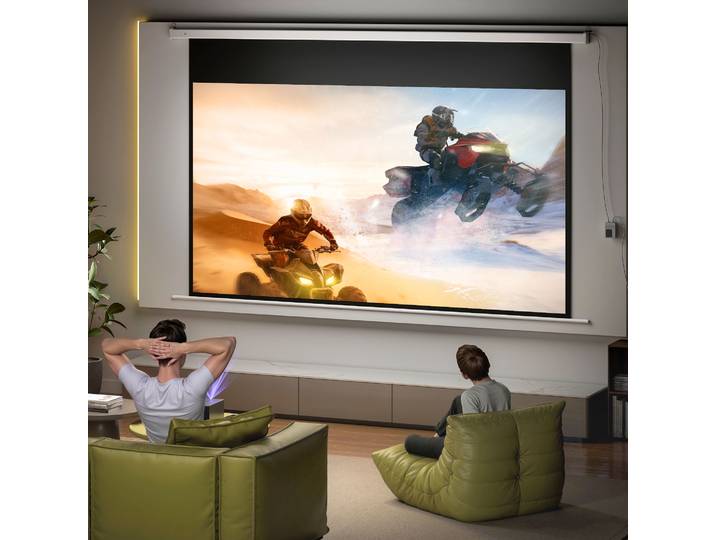 HOMCOM Écran Projection Électrique 304,8cm 16:9 HD 4K Blanc