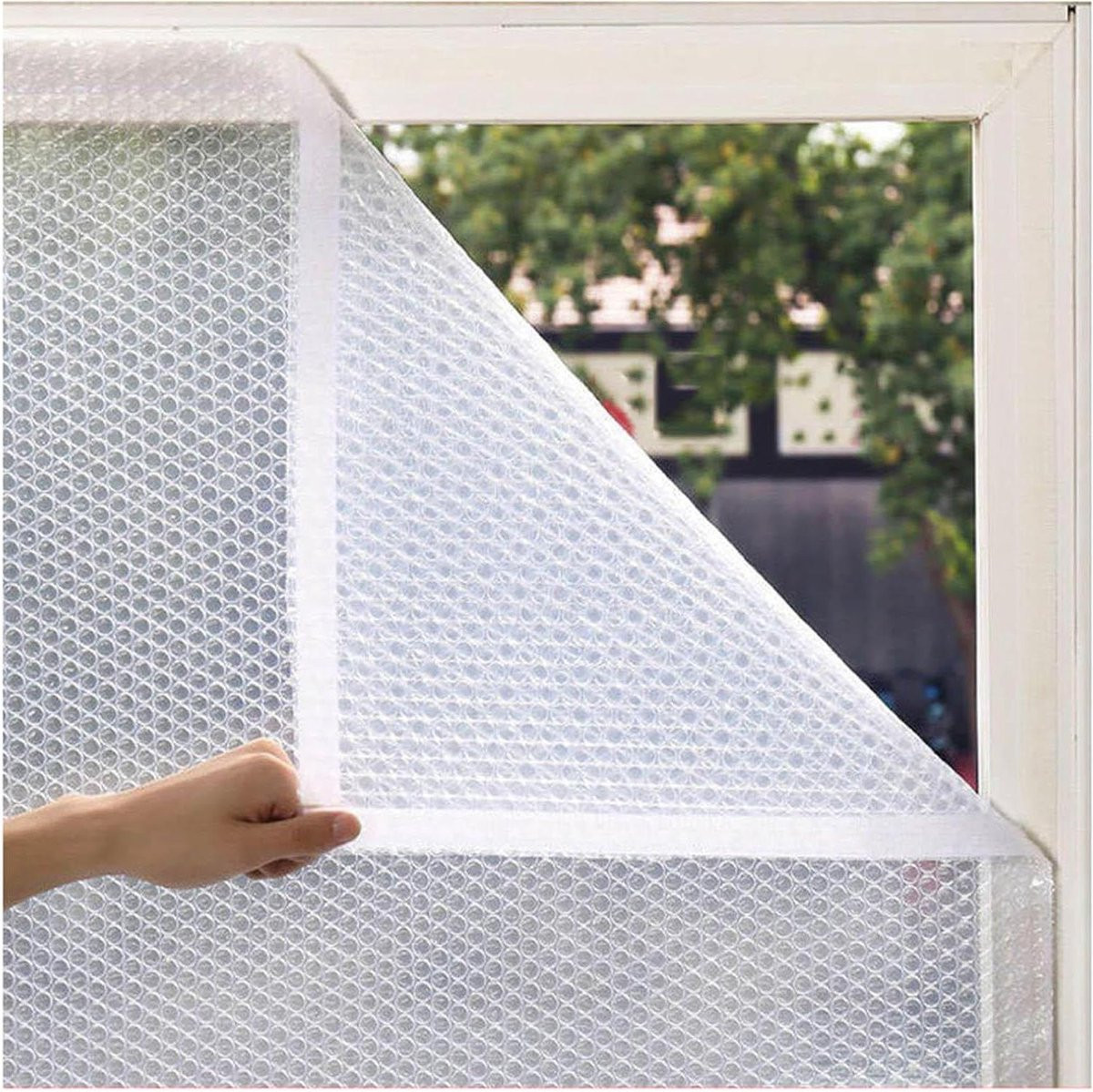 Transparante Raamisolatieset met Drielaagse Structuur voor Tochtwering, 70 x 80 cm