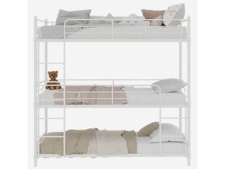 ComfortXL Etagenbett Dreifach-Etagenbett Metall, Weiß, 90x190 cm, Babymöbel & Kindermöbel, Kinderzimmer & Jugendzimmer, Stockbetten